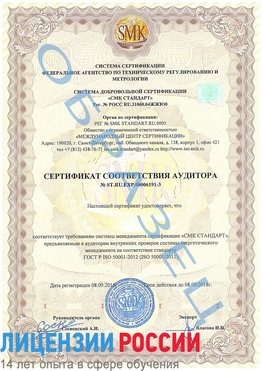 Образец сертификата соответствия аудитора №ST.RU.EXP.00006191-3 Нефтегорск Сертификат ISO 50001
